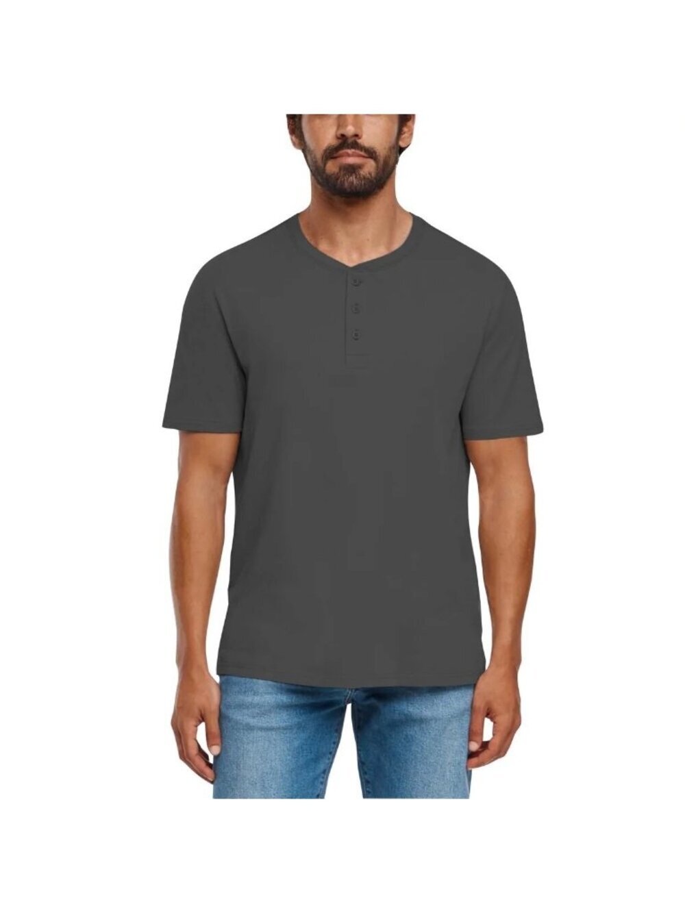NWT Gap Men's XXL Gray Short Sleeve Henley T-Shirt 100% Cotton